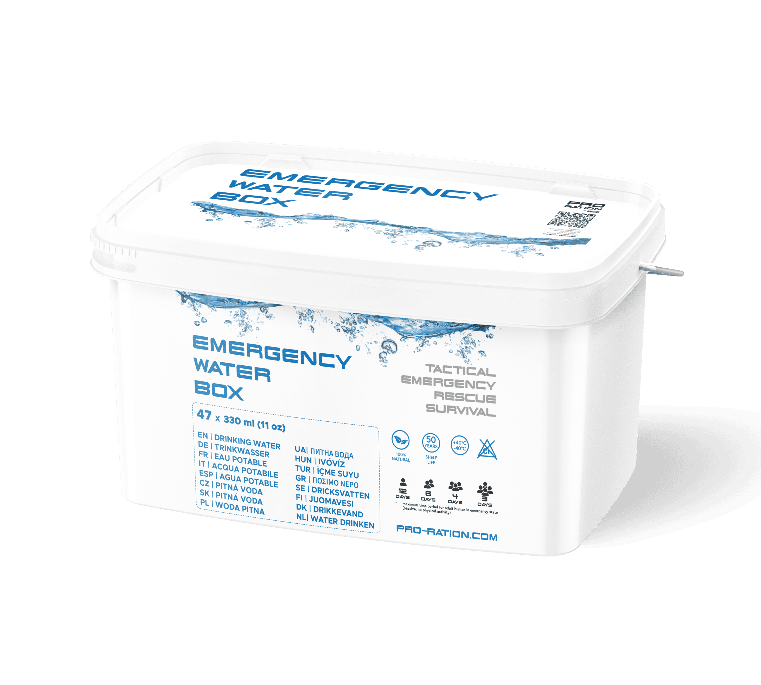 PRO-RATION Emergency Water Box mit 15,5 Litern Trinkwasser